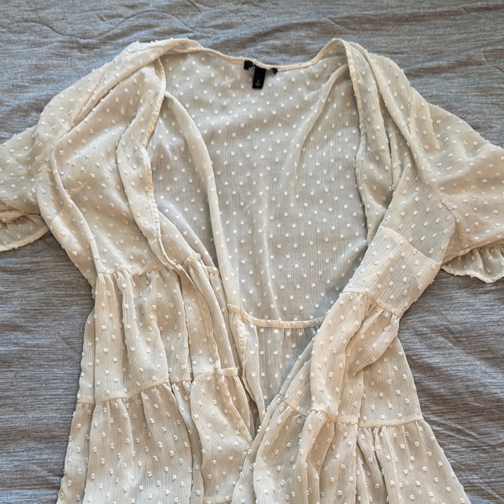 Torrid Cream Wrap Blouse with Short Sleeves